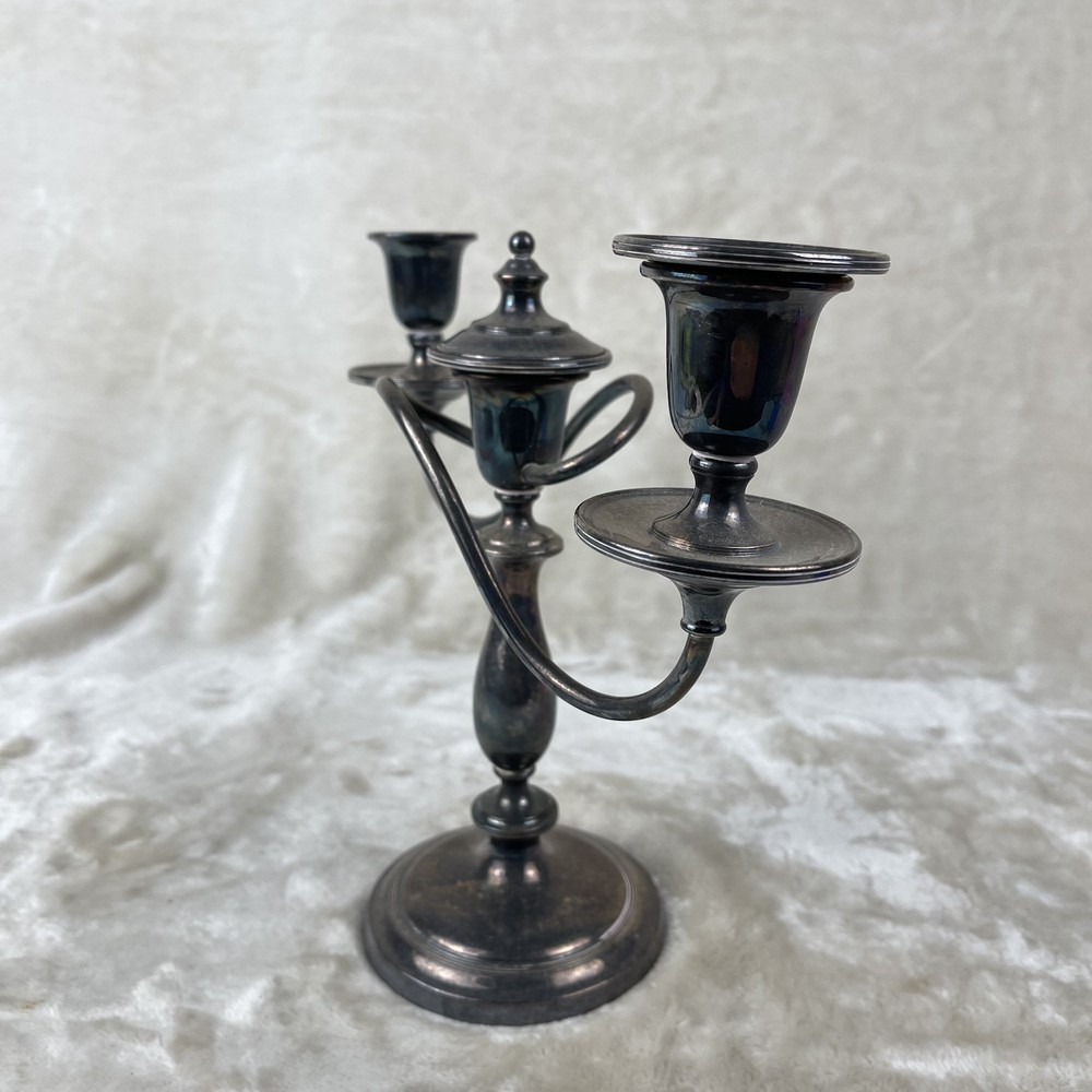 Vintage Silver-plate 3 Candle Twisted Arm Candlestick