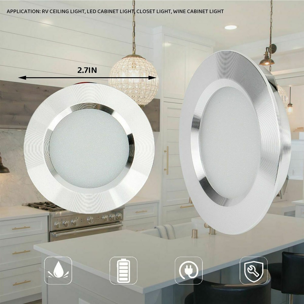 12 Volt 3W Interior For RV Marine LED Recessed Ceiling Lights Cool White 6Pcs