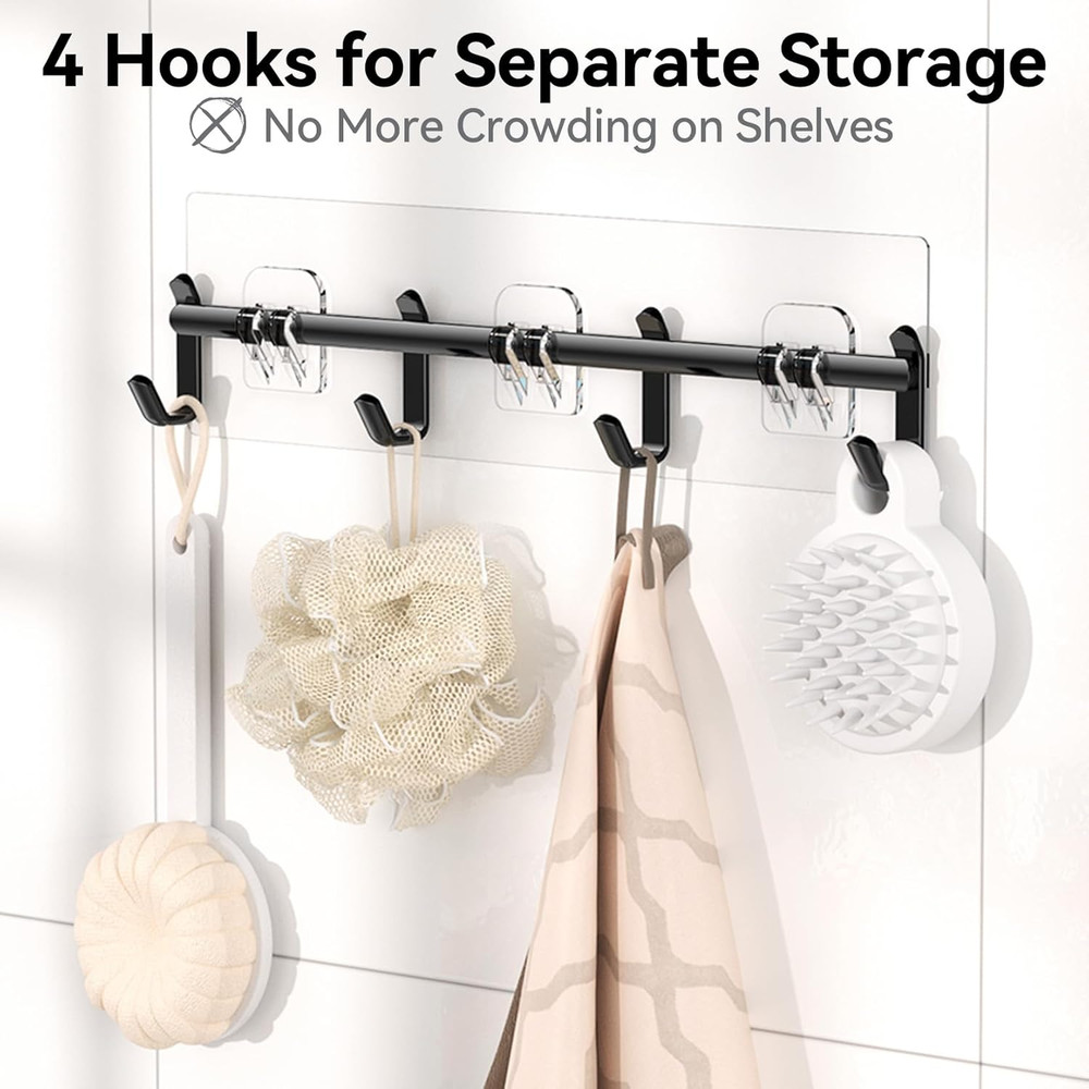 Rustproof Shower Caddy Adhesive Organizer, 6 Pack No-Drill Storage Solution