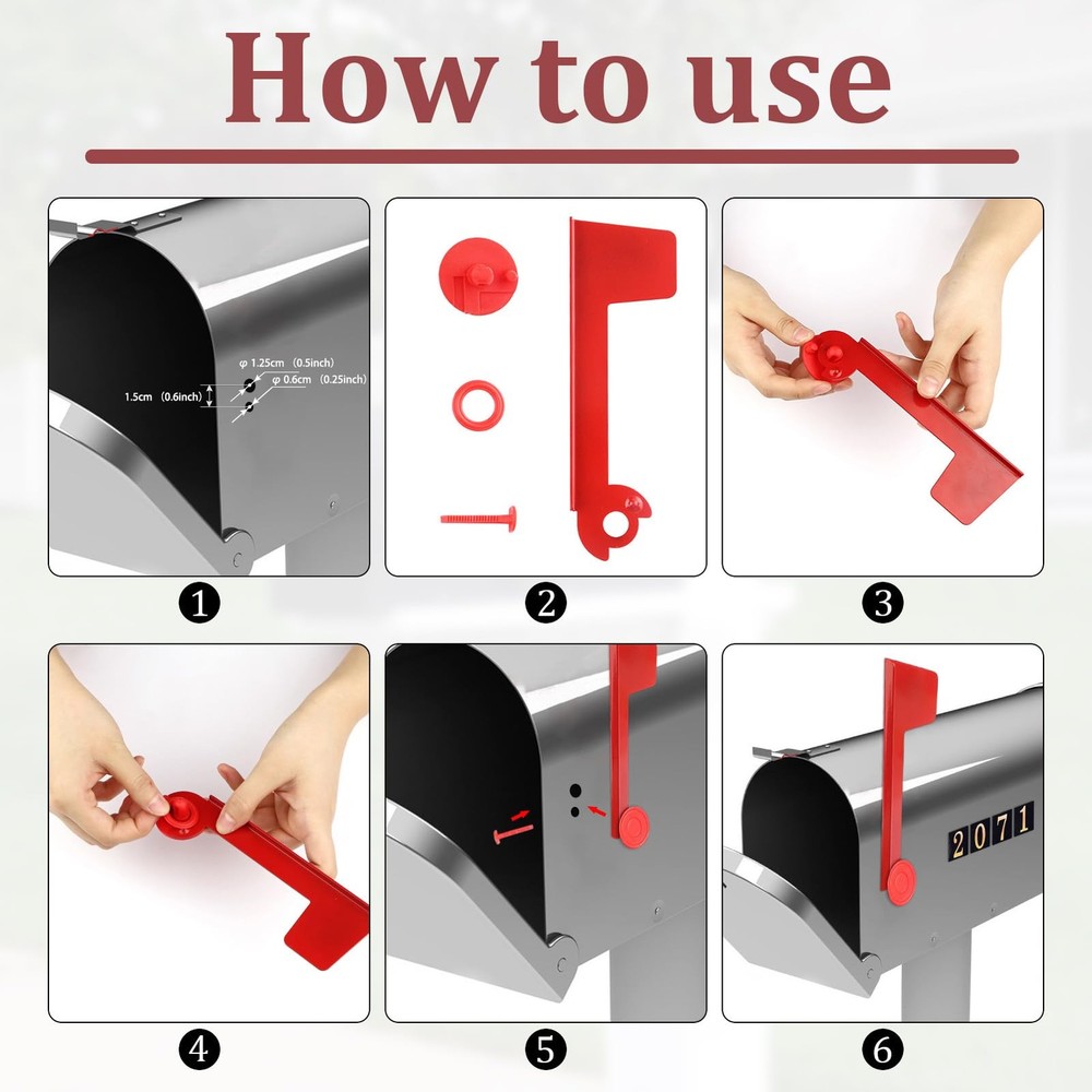 Mailbox Flag Replacement Red Metal Mailbox Flag for Outgoing Mailboxes