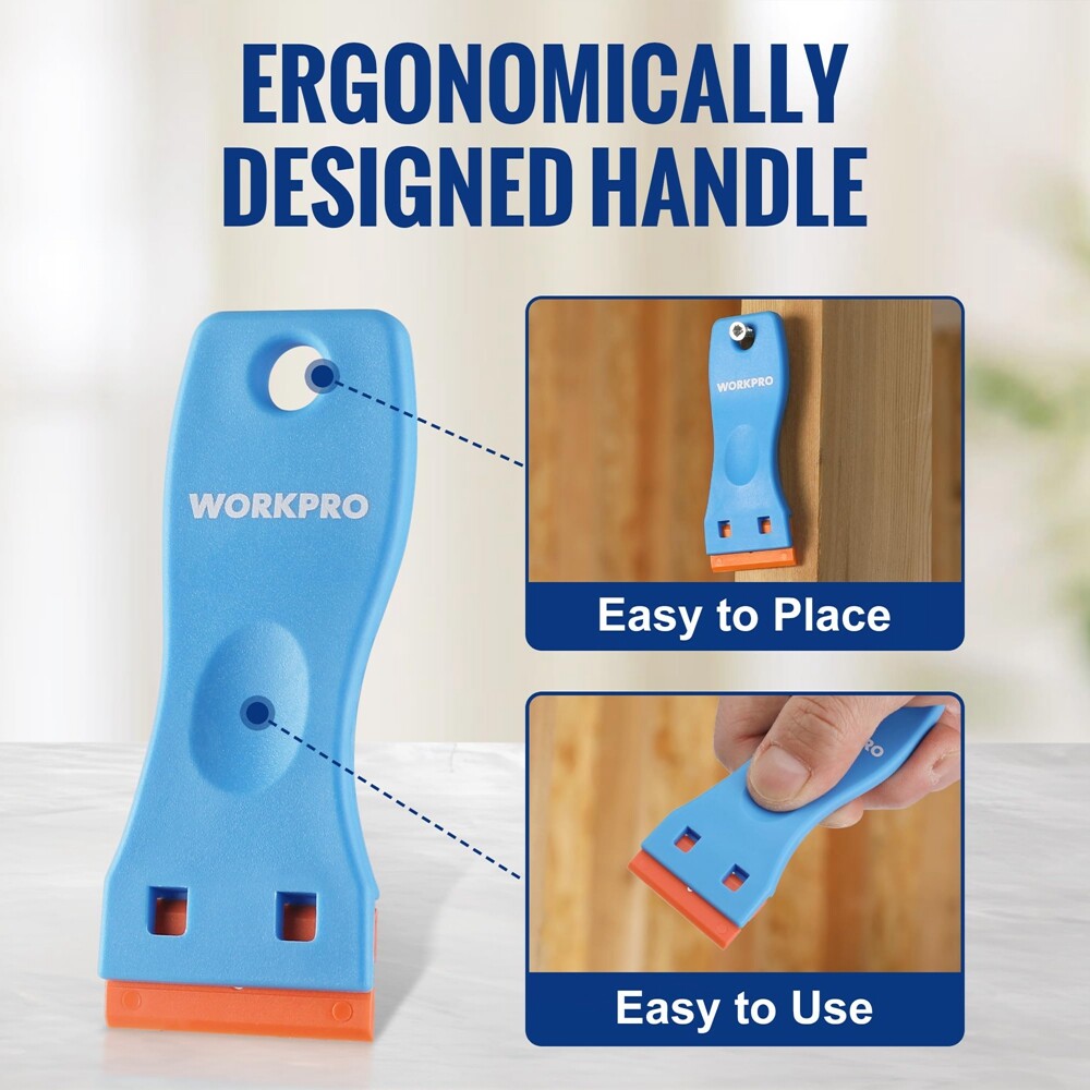 WORKPRO 3PC Plastic Razor Blade Scraper Remover Tool w/120PC Plastic Razor Blade