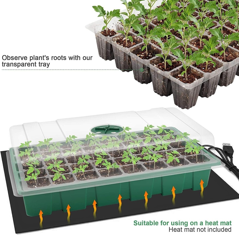 Space-Saving Stackable Seed Starter Trays with Garden Tools - 5-Pack Green Kit