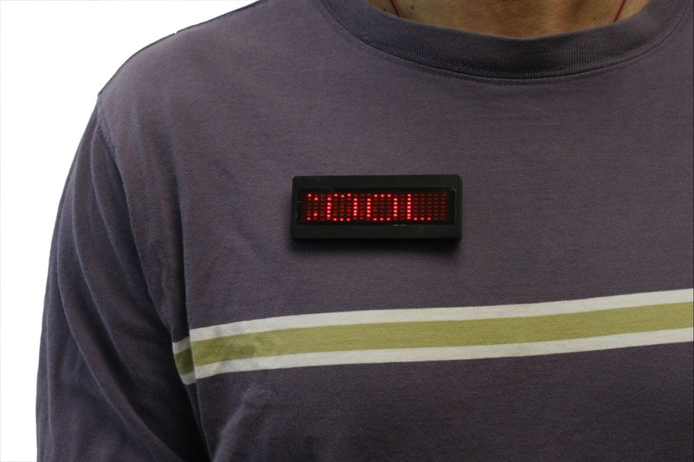 Bolan Programmable Scrolling Red LED Name Tag, Reusable Name Badge