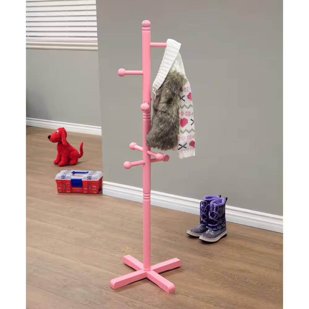 8-Hook Kid'S Coat Rack in Pink