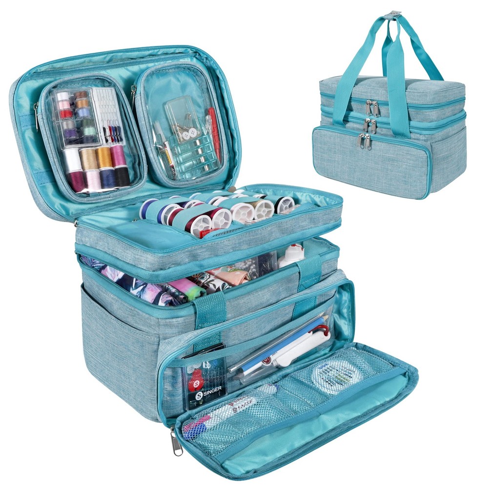 SINGER Sewing Accessories Organizer (Bag Only) – Double Layer Medium, Teal