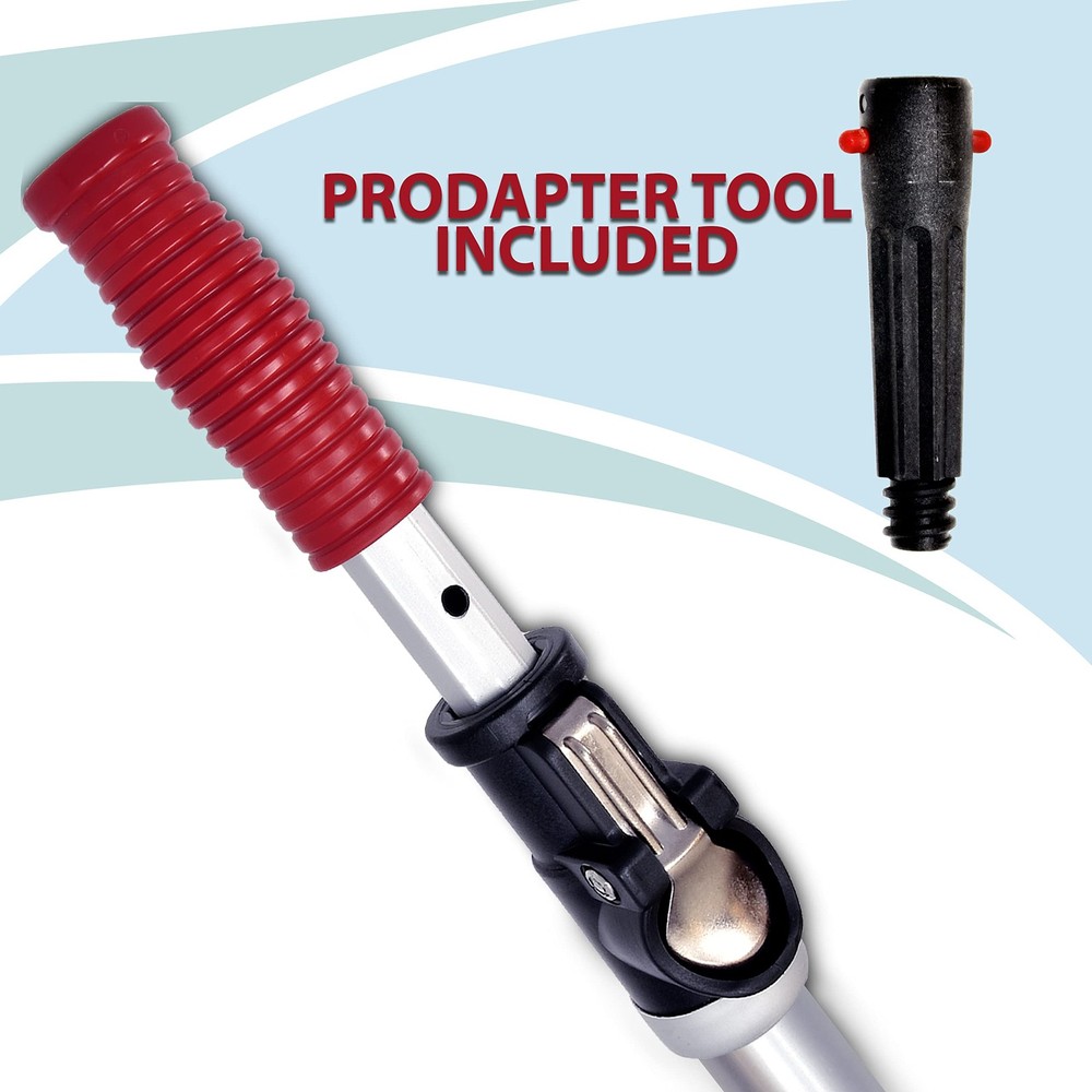 Telescopic Pool Pole 16 Ft Adjustable Push Button Lock w Adapter