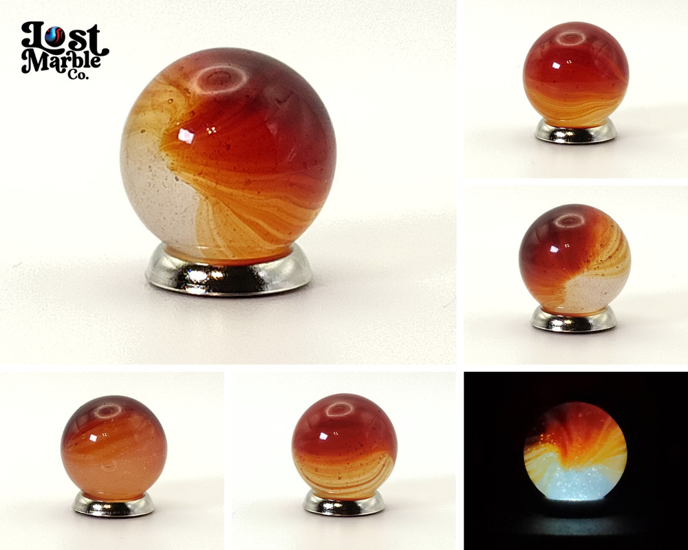 5/8" Master Marble Sunburst Deep Ruby Red & Clear NM+