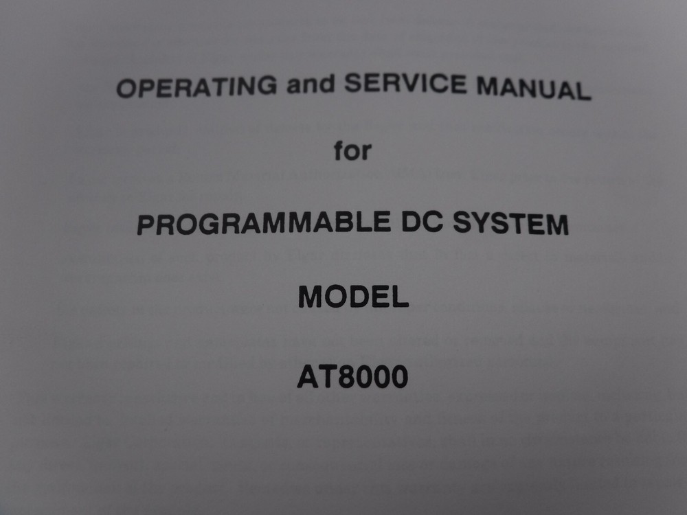 Elgar AT8000 Programmable DC System Manual M699961-02