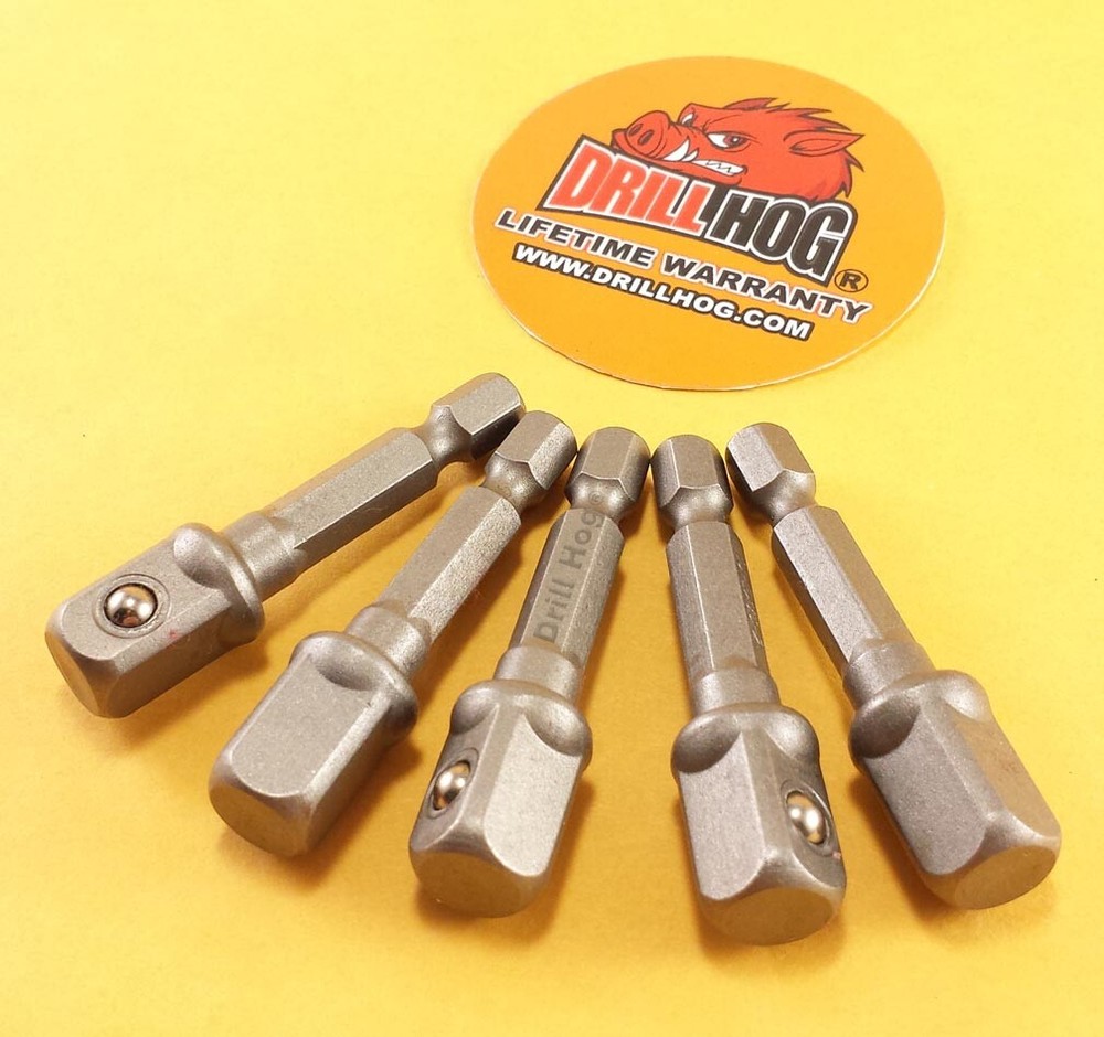 Drill Hog® 3/8" Socket Adapter Hex Shank 3/8 Impact Driver Bit Lifetime Warranty
