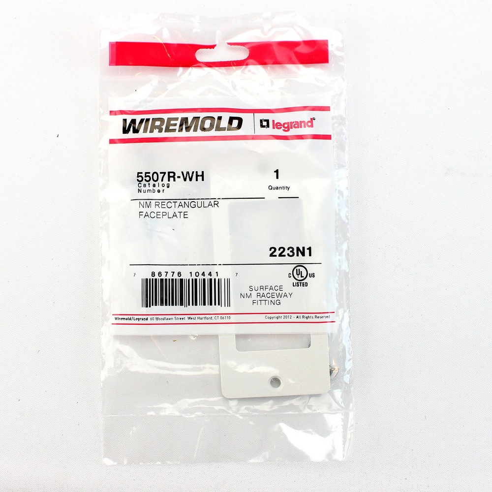 WIREMOLD LEGRAND 5507R-WH RECTANGULAR RECEPTACLE FACEPLATE, WHITE, (10 PACK)