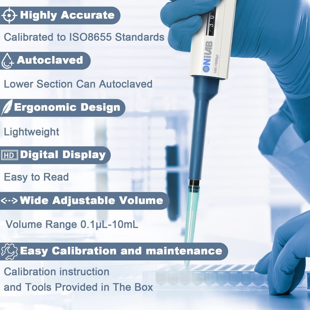 Micro Pipette with Large Display for Easy Volume Identification and Calibration