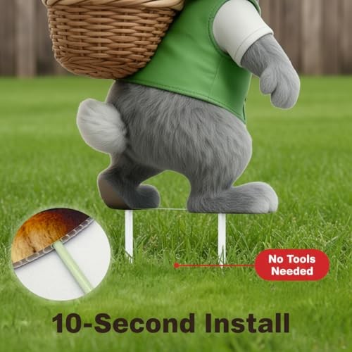 6 PCS Easter Bunny Yard Signs Decorations, Easter Decorations Outdoor with