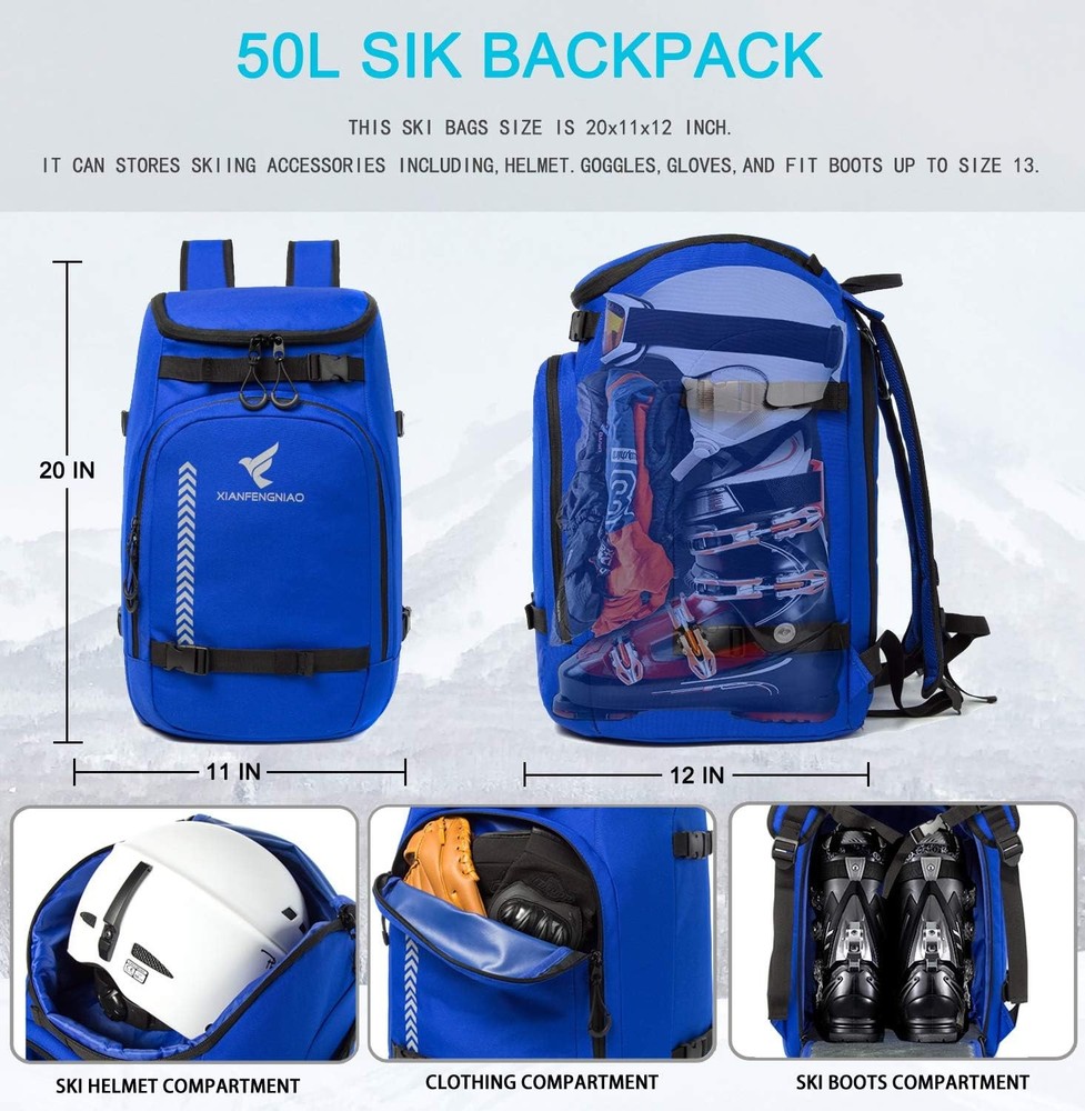 Ski Boot Bag, Lightweight Ski Boot Travel Backpack for Ski & Snowboard Boots,...