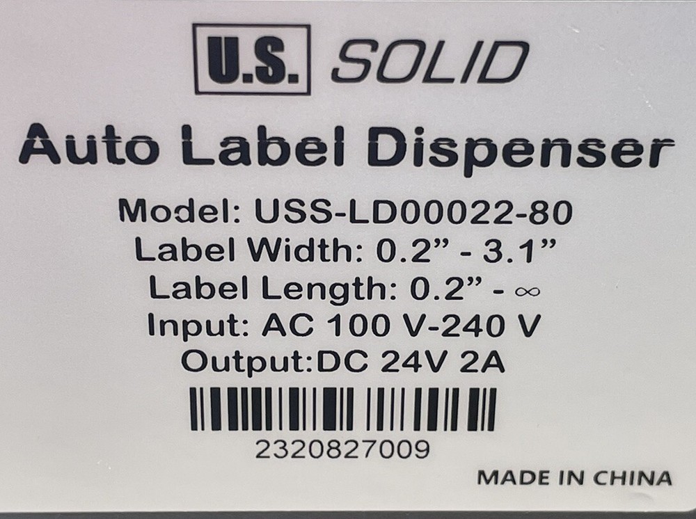 U.S. Solid Automatic Label Dispenser USS-LD00022-80 *NEW* MISSING PARTS