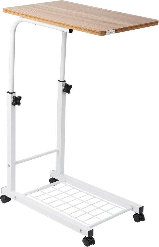 Height Adjustable Laptop Desk with Locking Wheels & Storage - Modern Elegance