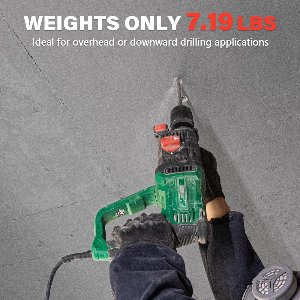 1" Sds-Plus Lightweight Rotary Hammer Drill, 9 Amp 4 Functions Corded Variable S