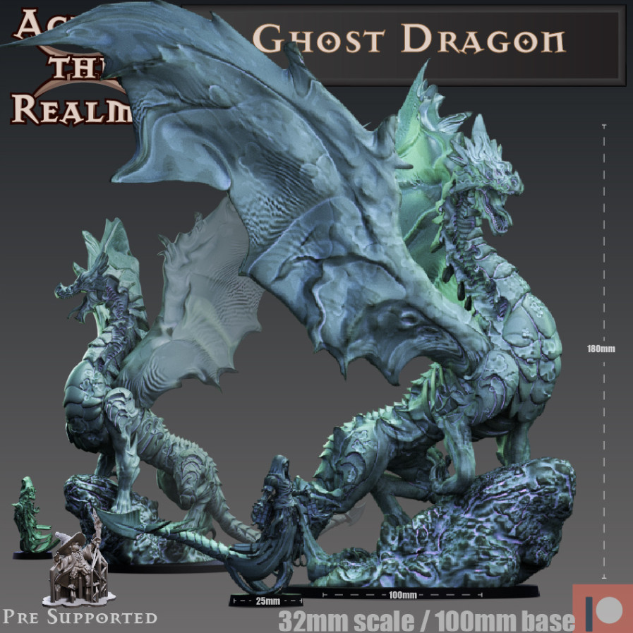 DnD Ghost Dragon over 8 inches tall