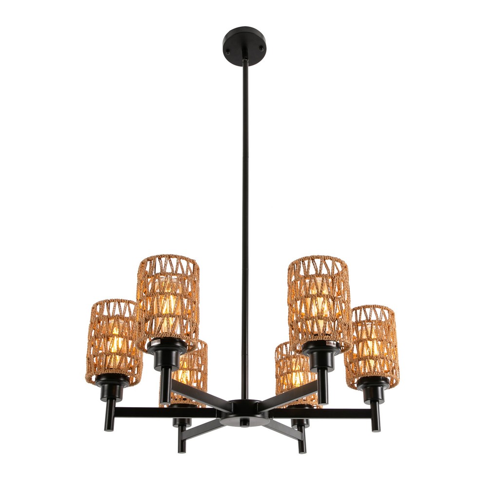 24.8" 6-light Rustic Retro Ceiling Light Ceiling Mount Lamp Dimmable Chandeliers