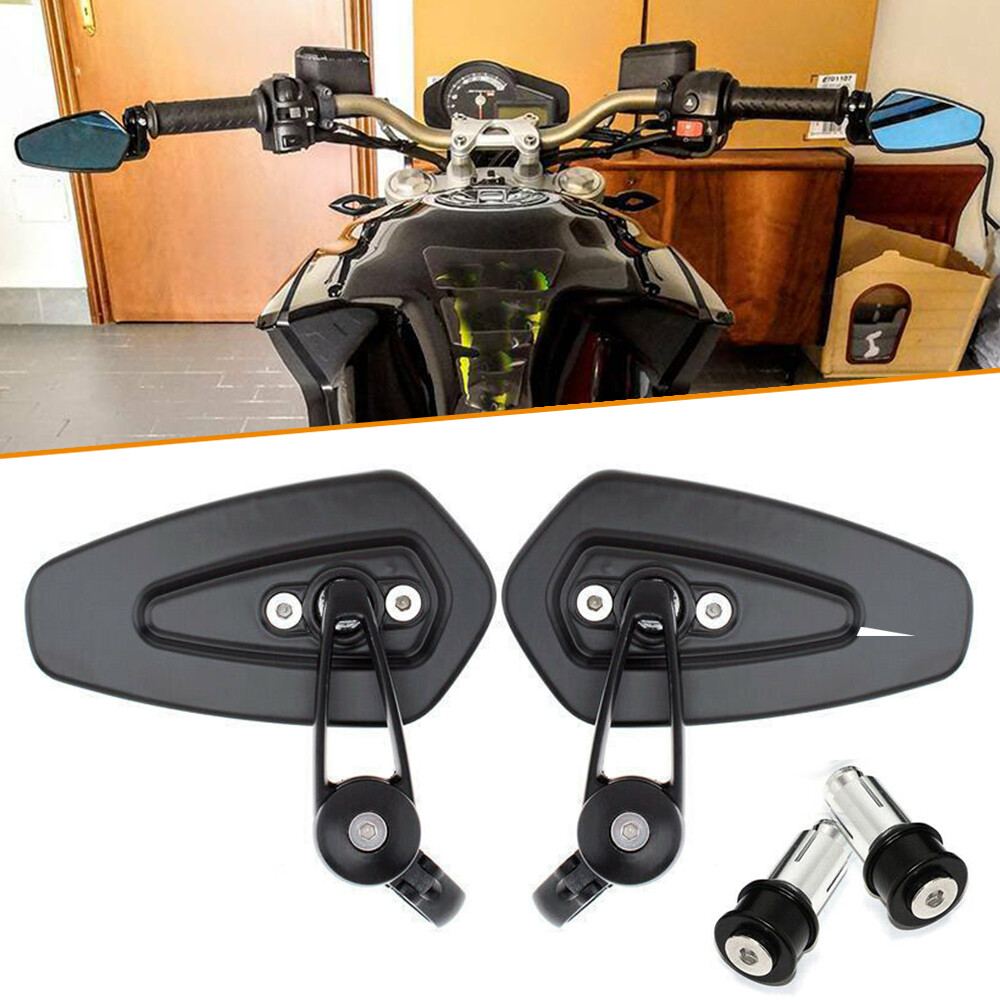Universal Black CNC Handle Bar End Rear View Side Mirror 7/8" Motorcycle Custom