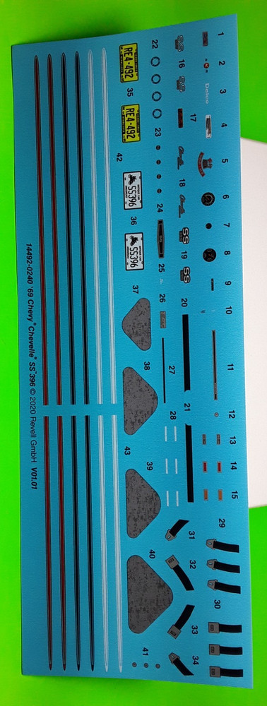 Decal Sheet 69 1969 Chevelle SS 396 1/25 Revell Scripts Emblems Dash Cluster