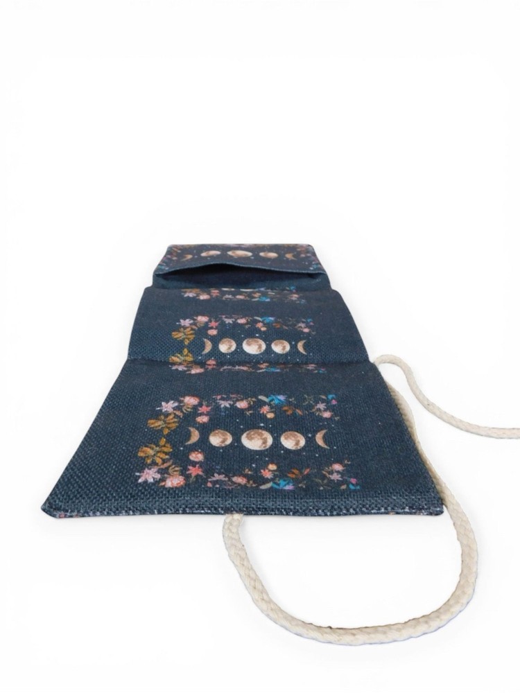 Moon Phase & Floral Tarot Card Holder With String Wrap