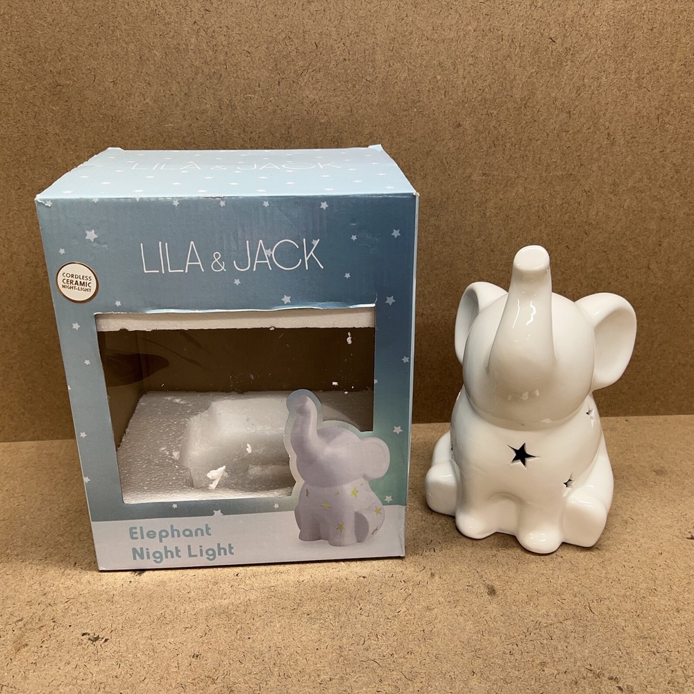 Lila & Jack Kid's Elephant Cordless Ceramic Night -Light