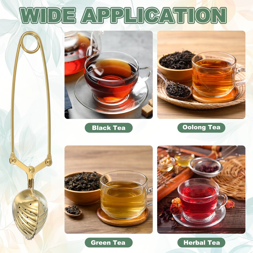 2Pcs Stainless Steel Long Handle Tea Infuser Shell shaped Gold