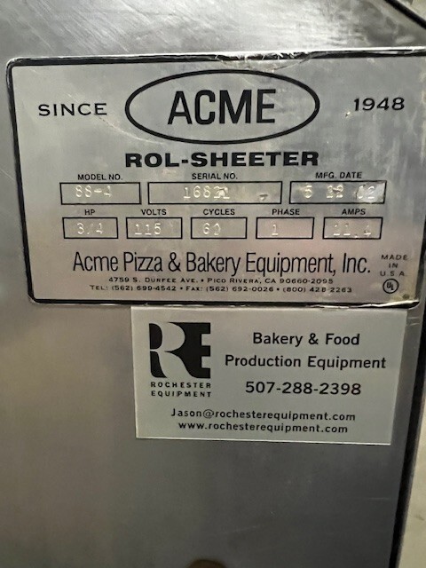 ACME 88-4 Bakery/Pizza Sheeter molder - Refurbished