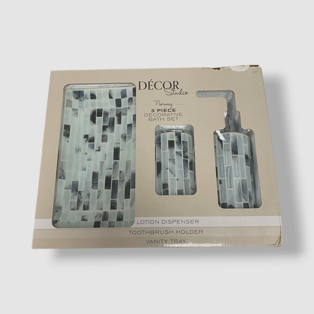 Decor Studio Blue Norway Mosaic 3-pc Bath Accessory Set