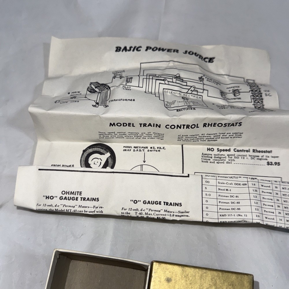 MRC N Scale Rheostat Model Rectifier Controller T-40 NOS