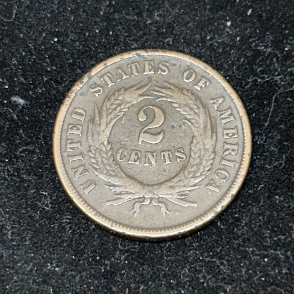 1865 Fancy 5 Copper Two Cent Piece 2C