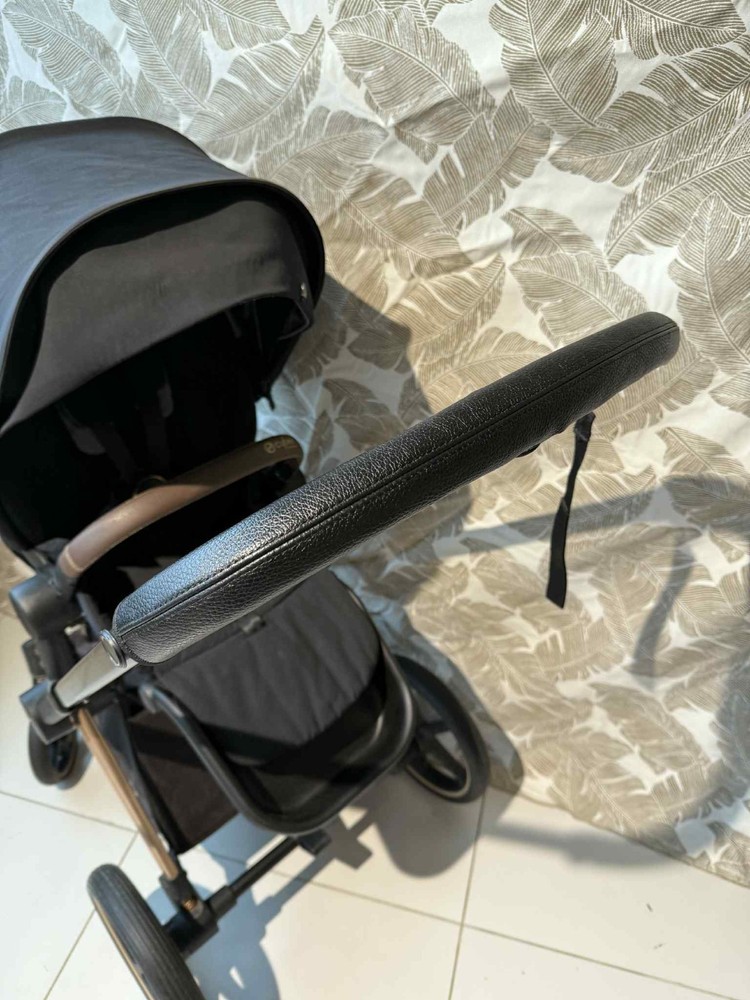 Cybex Priam V3/V4 stroller push handle cover, black leather