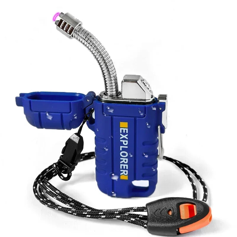 Waterproof Double Arc Lighter Rechargeable Windproof Plasma Lighter Outdoor