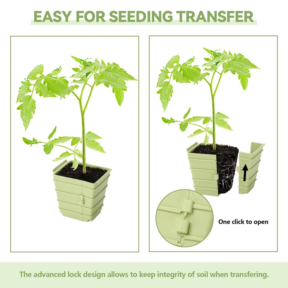 GREENBAZZAR Side-Open Seed Starter Tray 4-Pack, 24 Cells Modular Design with ...