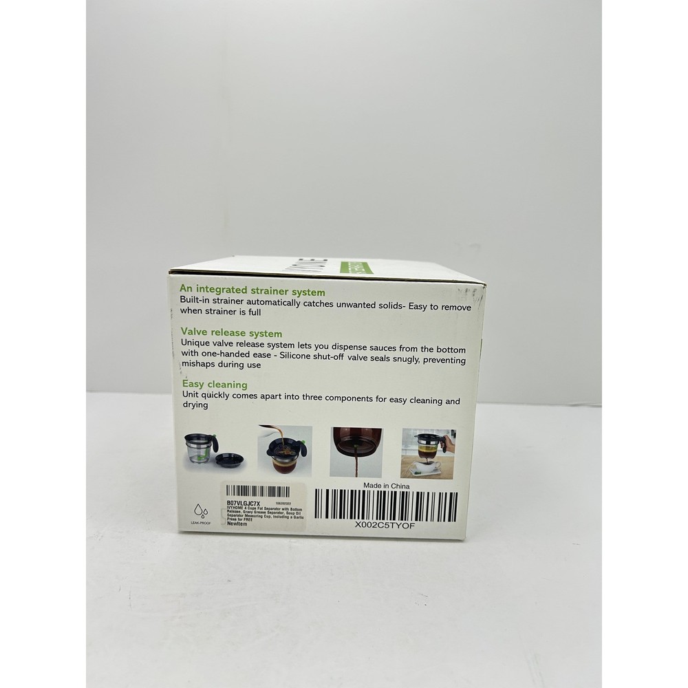 IVYONE Fat Separator 4 Cup Clear Black New