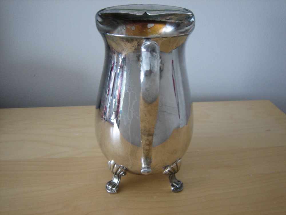 SILVER PLATE WATER PITCHER 9" TALL EXCELLENT E.P. BRASS