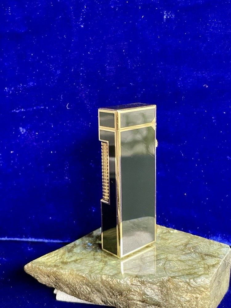 Dunhill Lighter Vintage Black Lacquer Rollagas Mint Condition Work 1 Year Warran