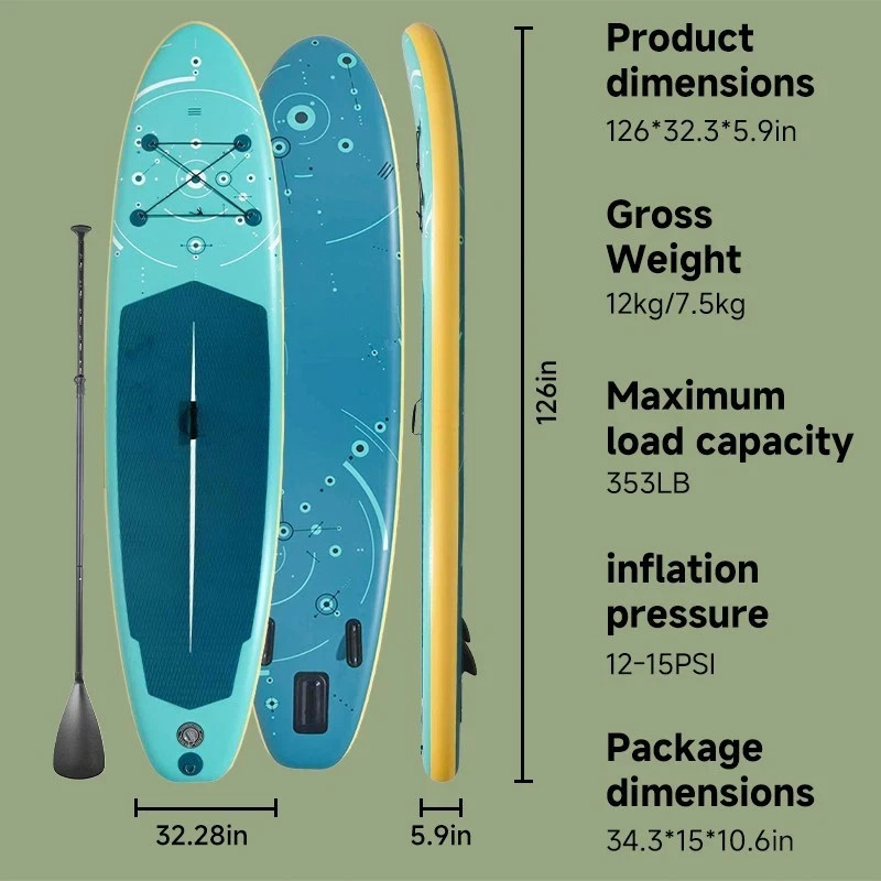Inflatable Stand Up Paddle Board Complete Kit SUP with Accessories Blue