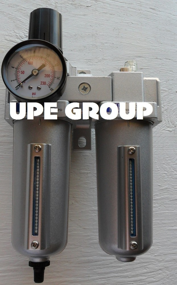 3/4" HEAVY DUTY COMBO PARTICULATE FILTER REGULATOR LUBRICATOR WITH AUTO DRAIN