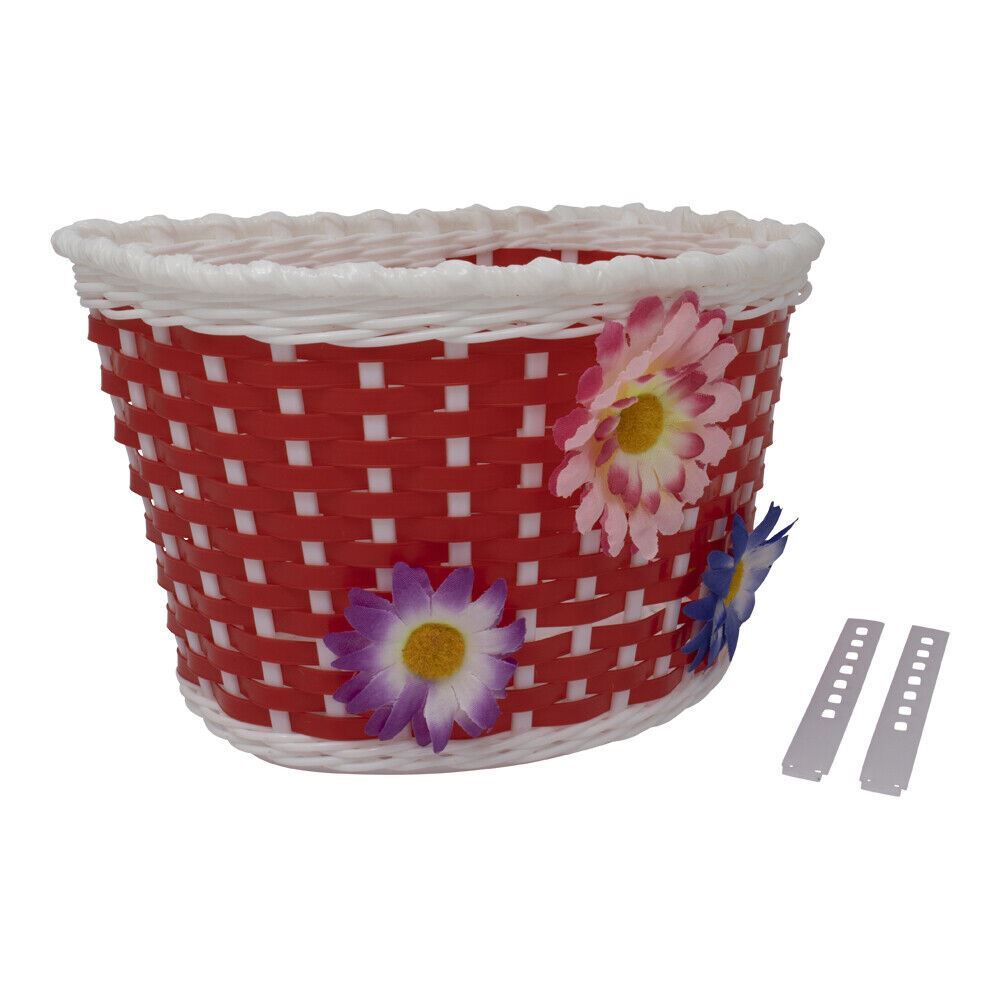 Plastic Weave Basket Red/White