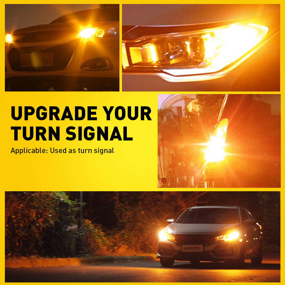 Auxito Amber 7443 7444 Front LED Turn Signal Light Canbus Bulbs No Hyper Flash 2