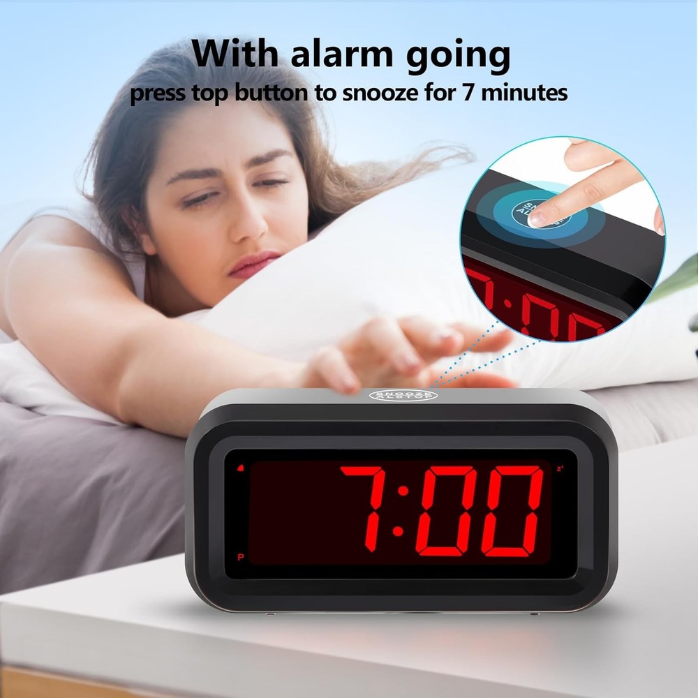Black LED Battery Alarm Clock