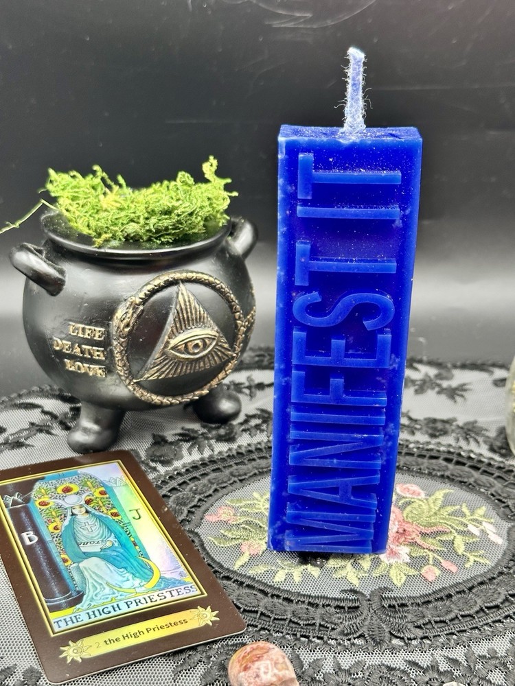 Communication, Creativity Manifestation Candle by Aries Babe, Blue- Spells Magic
