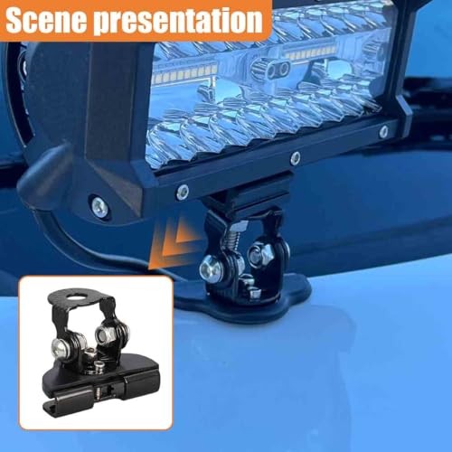 2PCS LED Light Bar Mounting Brackets, Adjustable Hood Work Light Base Silver