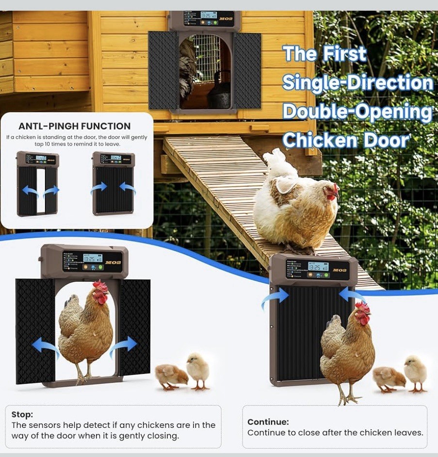 Solar-Powered Automatic Chicken Coop Door with LCD Screen - 4 Open Modes Timer