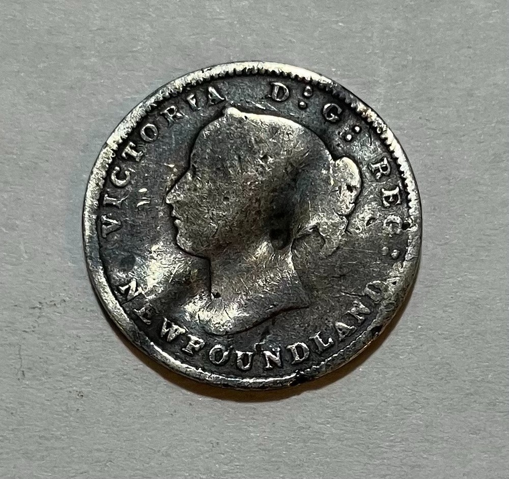1881 Newfoundland Silver 5 Cents- Damaged