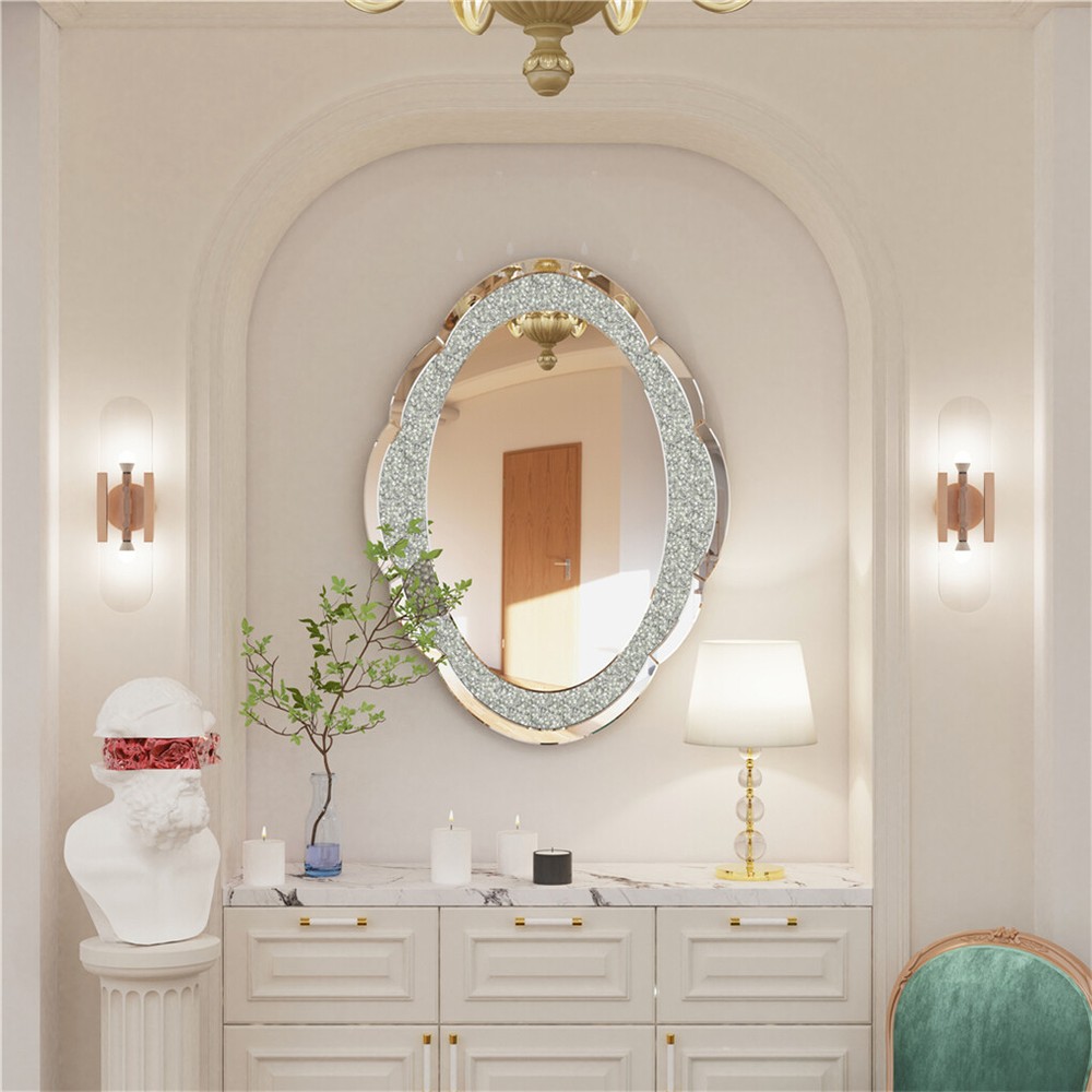 Cloud-shape Crystal Crushed Diamonds Wall Decor Mirror Bathroom Vanity Mirror