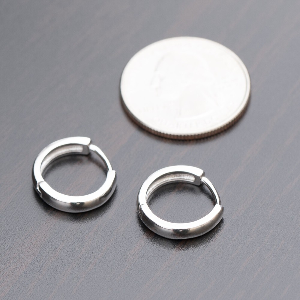 High Quality Solid Small Round Shape 925 Sterling Silver Hoop Earrings For Men
