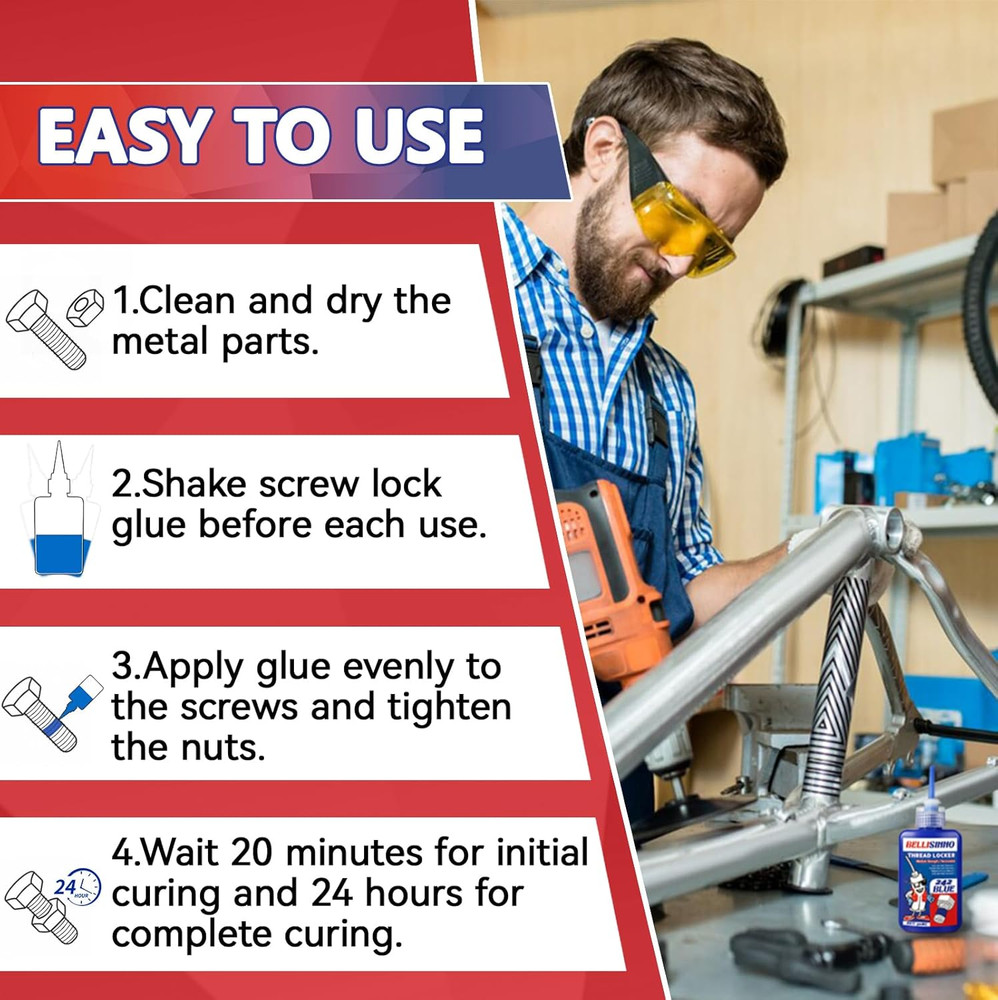 Thread Lock Blue and Red, Medium and Strong Strength Threadlocker, Thread Locker