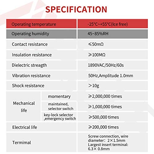 22mm Selector Switch 10A 440V Push Button Switch Maintained (Pack 2 Position